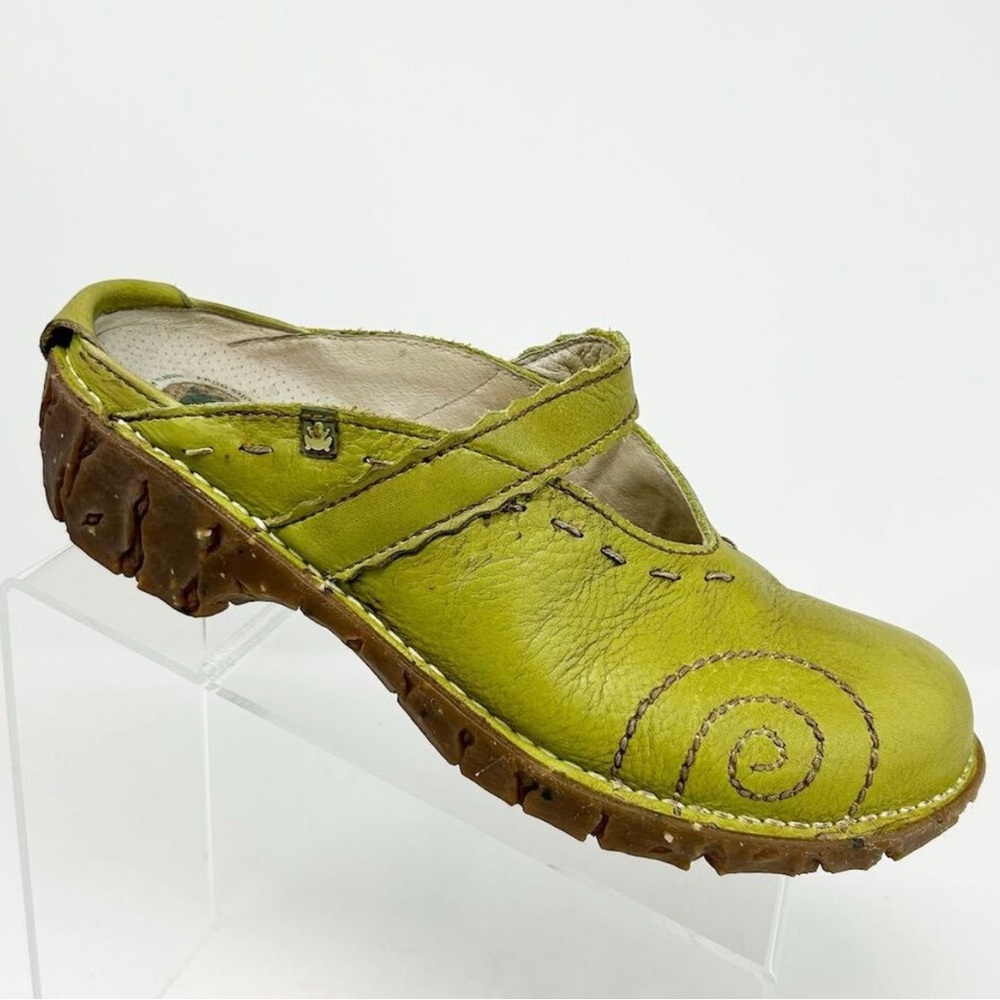 El Naturalista YGGDRASIL Lime Bright Green Leather Slip-On Clogs Casual Size 40